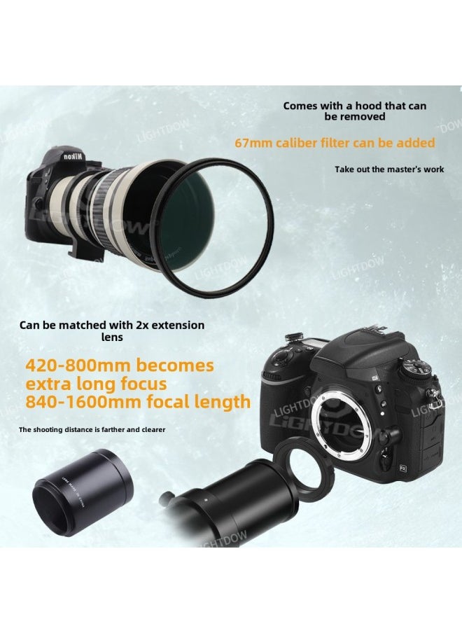 Generic - 420-800mm F8.3 Manual Lens Tele Zoom Tele SLR Moon Exploration Bird Photography Scenery Made In China-Body Color:Black-macro4/3 System Interface - Image 1