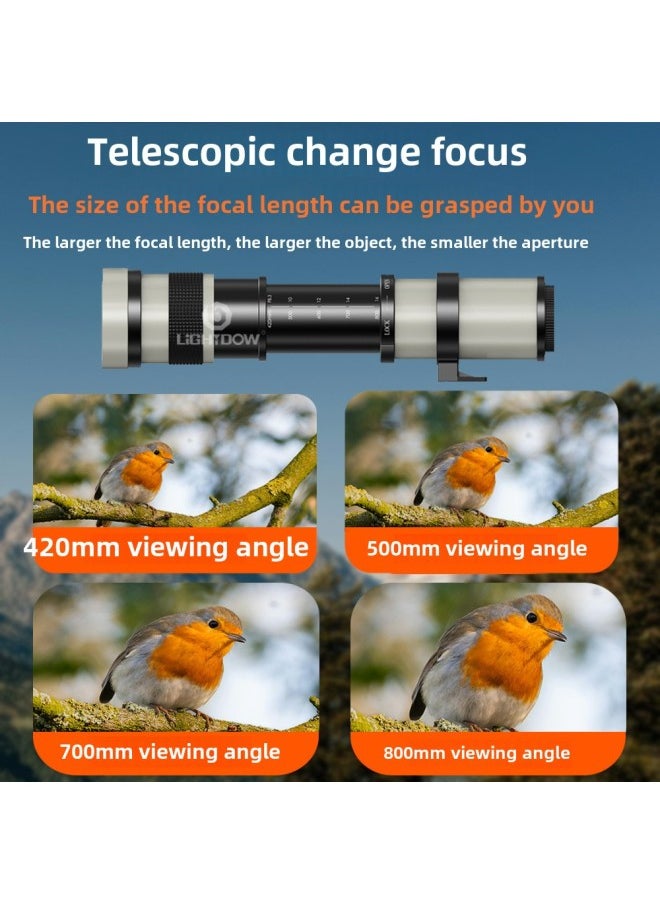 Generic - 420-800mm F8.3 Manual Lens Tele Zoom Tele SLR Moon Exploration Bird Photography Scenery Made In China-Body Color:Black-macro4/3 System Interface - Image 1