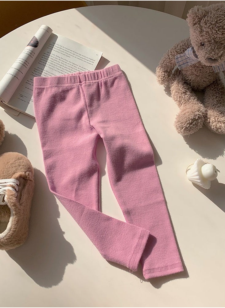Loquat - Kids Solid Color Thermal Underwear Pants Cotton Soft Long Johns Base Layer Bottom Children's Pajama Pants Taro Purple - Image 1