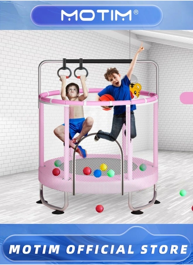 Motim Trampoline for Kids Indoor Outdoor Toddler Trampoline with Enclosure Net Update Safety Upper Ring Reinforcement with Basketball Hoop Baby Trampoline Toys Birthday Gifts for Kids  - Image 2