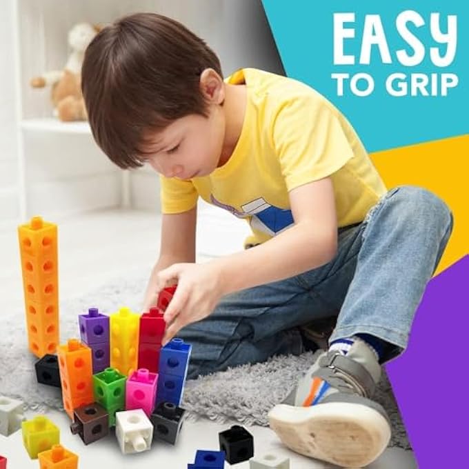 مكعبات العد الرياضية، مكعبات الربط الرياضية، مكعبات يوني فيكس، كتل الأرقام لأنشطة التعلم في رياض الأطفال للأطفال من 3-8 سنوات، 100 قطعة 10 ألوان - Image 4