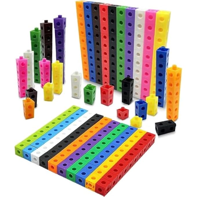 مكعبات العد الرياضية، مكعبات الربط الرياضية، مكعبات يوني فيكس، كتل الأرقام لأنشطة التعلم في رياض الأطفال للأطفال من 3-8 سنوات، 100 قطعة 10 ألوان - Image 1