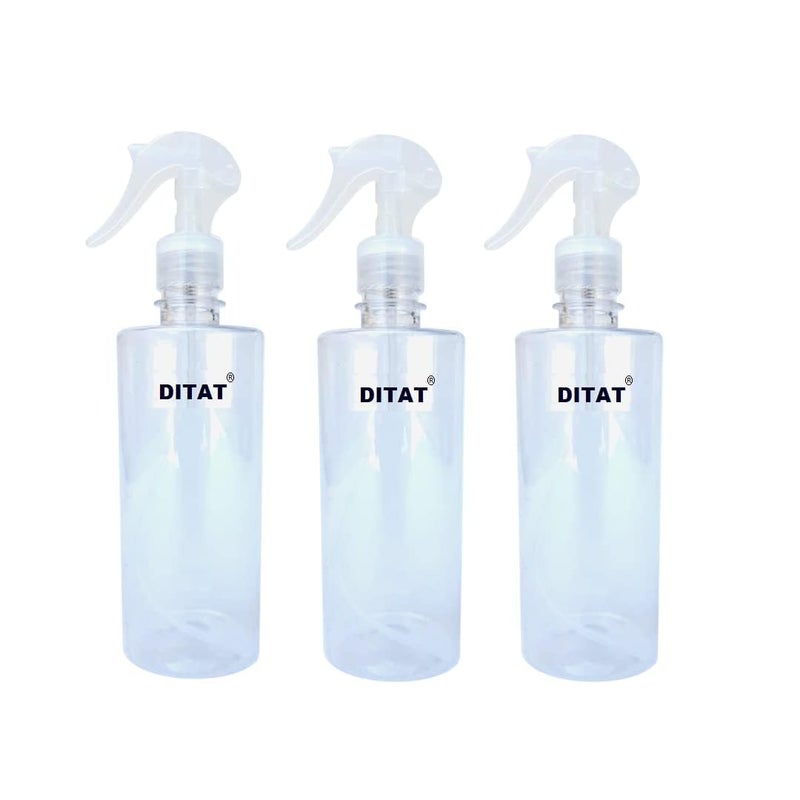 DITAT DITAT Spray Bottles Empty Mist Transparent 500 ml Trigger Plastic Sprayer Bottle for Home Car Travel Cleaning SanitizerIroningGardenOfficeHospital Pack of 3  - Image 1
