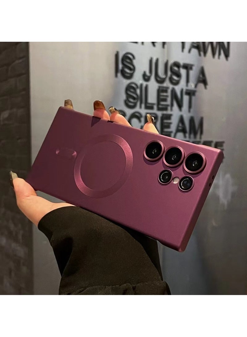 Samsung Galaxy S25 Ultra Case, [MagSafe Compatible][Built-in Camera Lens Protector][Light Slim] Soft Silicone Bumper Shockproof Matte Case Cover for Samsung S25 Ultra 5G 6.9 inch, Red - Image 1