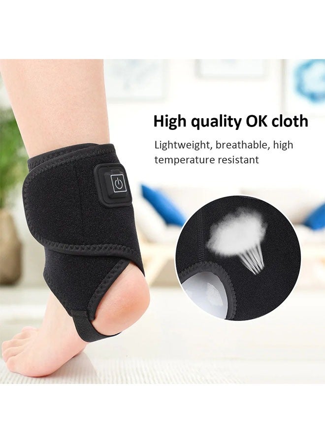 Electric Heated Ankle Wrap, Therapy Heat  Ankle Warmer Foot Wrap with 3 Temperature Settings for Ankle Sprain, Achilles Tendonitis, Pain Relief, USB Charger