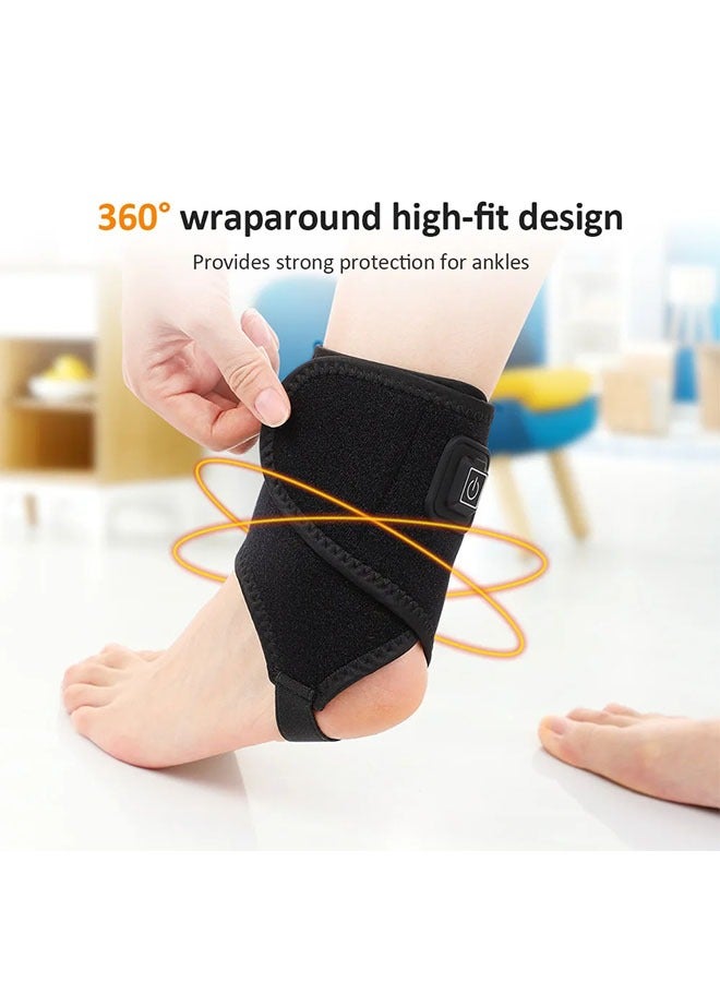 Electric Heated Ankle Wrap, Therapy Heat  Ankle Warmer Foot Wrap with 3 Temperature Settings for Ankle Sprain, Achilles Tendonitis, Pain Relief, USB Charger