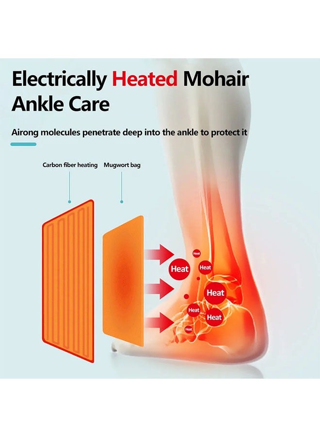 Electric Heated Ankle Wrap, Therapy Heat  Ankle Warmer Foot Wrap with 3 Temperature Settings for Ankle Sprain, Achilles Tendonitis, Pain Relief, USB Charger