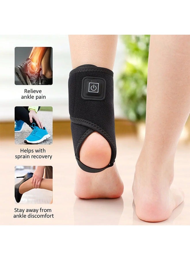 Electric Heated Ankle Wrap, Therapy Heat  Ankle Warmer Foot Wrap with 3 Temperature Settings for Ankle Sprain, Achilles Tendonitis, Pain Relief, USB Charger