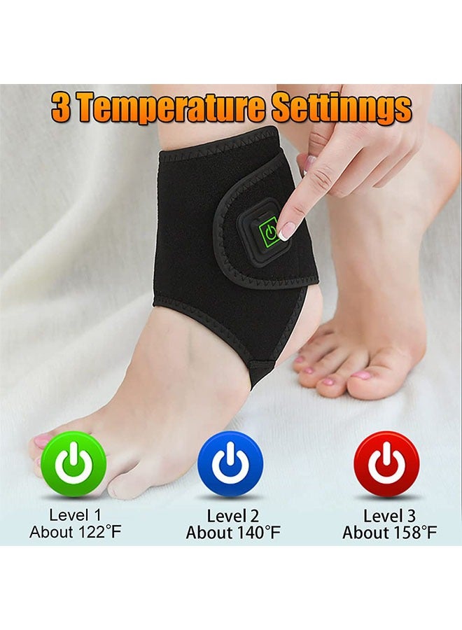 Electric Heated Ankle Wrap, Therapy Heat  Ankle Warmer Foot Wrap with 3 Temperature Settings for Ankle Sprain, Achilles Tendonitis, Pain Relief, USB Charger
