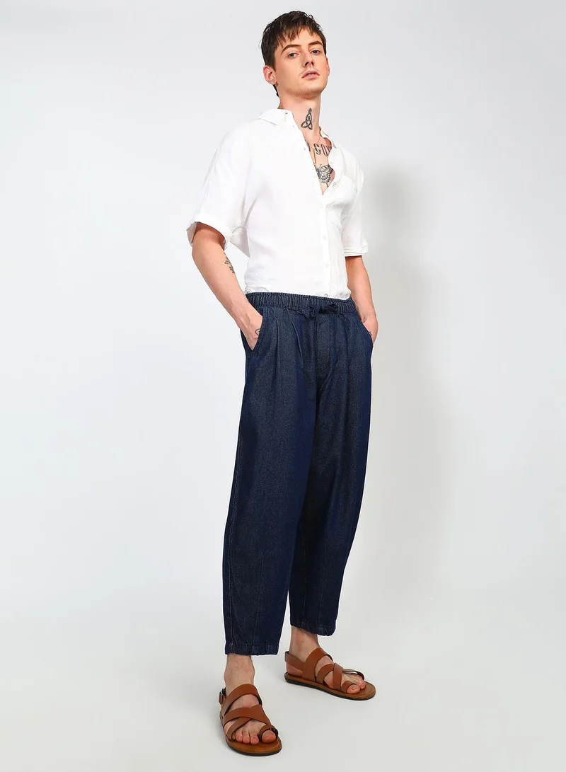 CAHOOT  Men's Navy Blue Slouched Ankle-Length Denim Jeans for Men | Best Price UAE