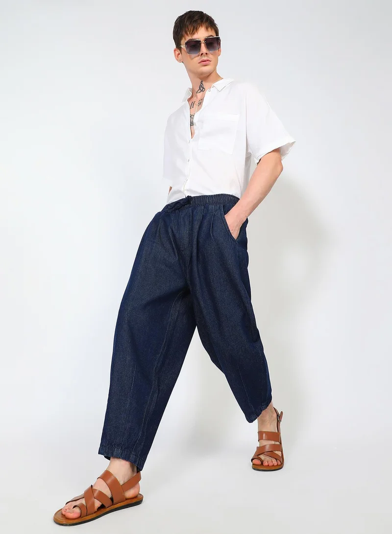 CAHOOT  Men's Navy Blue Slouched Ankle-Length Denim Jeans for Men | Best Price UAE