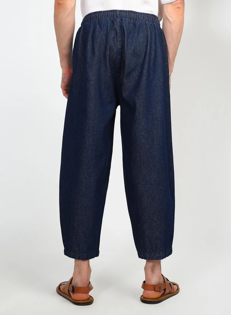 CAHOOT  Men's Navy Blue Slouched Ankle-Length Denim Jeans for Men | Best Price UAE