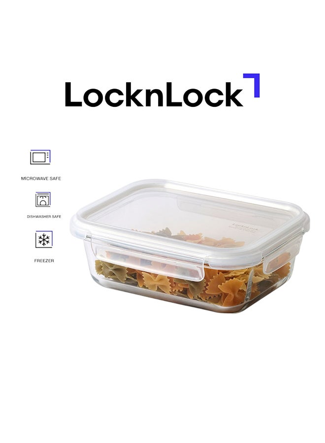 LocknLock حاوية طعام زجاجية مستطيلة مقسمة من لوكن لوك سعة 1.04 لتر، محكمة الإغلاق مع غطاء قفل من 4 جوانب، آمنة للاستخدام في الميكروويف، الفريزر وغسالة الصحون، تخزين زجاجي قابل للتكديس لتحضير الوجبات وبقايا الطعام - Image 1