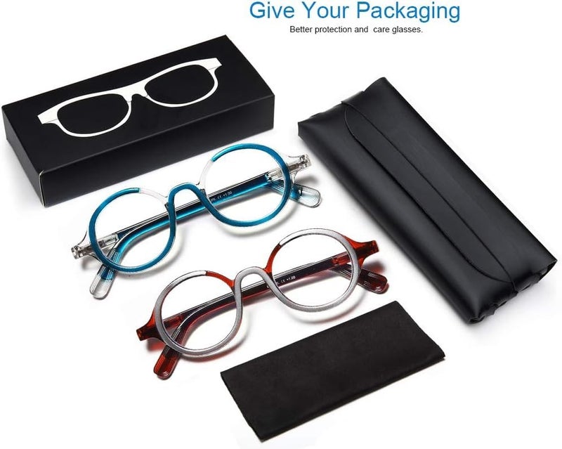 YTDBNS Retro Round Reading Glasses for Men and Women, Stylish Color Frame Design, Blue Light Blocking, Spring Hinges, Anti Eye Strain Computer Readers, 1.5 - Image 5