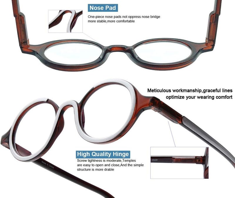 YTDBNS Retro Round Reading Glasses for Men and Women, Stylish Color Frame Design, Blue Light Blocking, Spring Hinges, Anti Eye Strain Computer Readers, 1.5 - Image 4