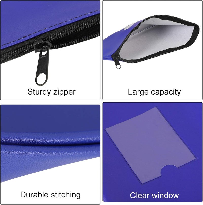 Sinzip 4 Pack Bank Deposit Money Bag, Heavy Duty Leatherette Security Zipper Wallet with Clear Window, Coin Bag, Cash Bag, Tool Pouch, Assorted Colors (4 Pack Purple) - Image 4