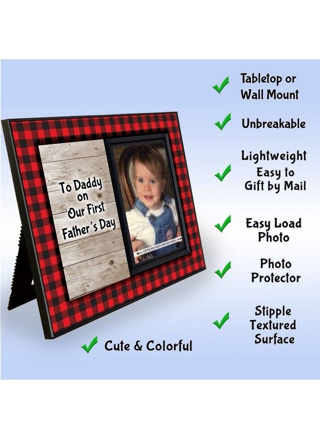 Expressly Yours! Photo Expressions Fathers Day Picture Frame ;To Daddy On Our First Father Day ; Picture Frame For Fathers Day Gift ; Sized 8.25 X 5 For Desktop ; Holds 3.5 X 5 Photo ; 1St Fathers Day From Baby ; Buffalo Plaid Theme  - Image 3