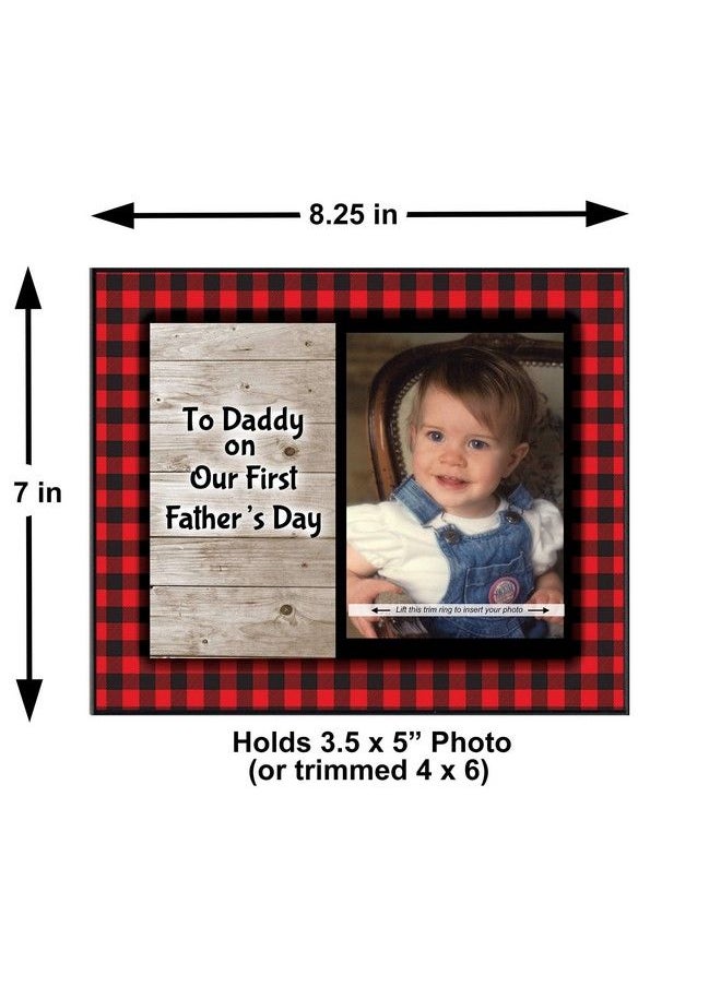 Expressly Yours! Photo Expressions Fathers Day Picture Frame ;To Daddy On Our First Father Day ; Picture Frame For Fathers Day Gift ; Sized 8.25 X 5 For Desktop ; Holds 3.5 X 5 Photo ; 1St Fathers Day From Baby ; Buffalo Plaid Theme  - Image 5