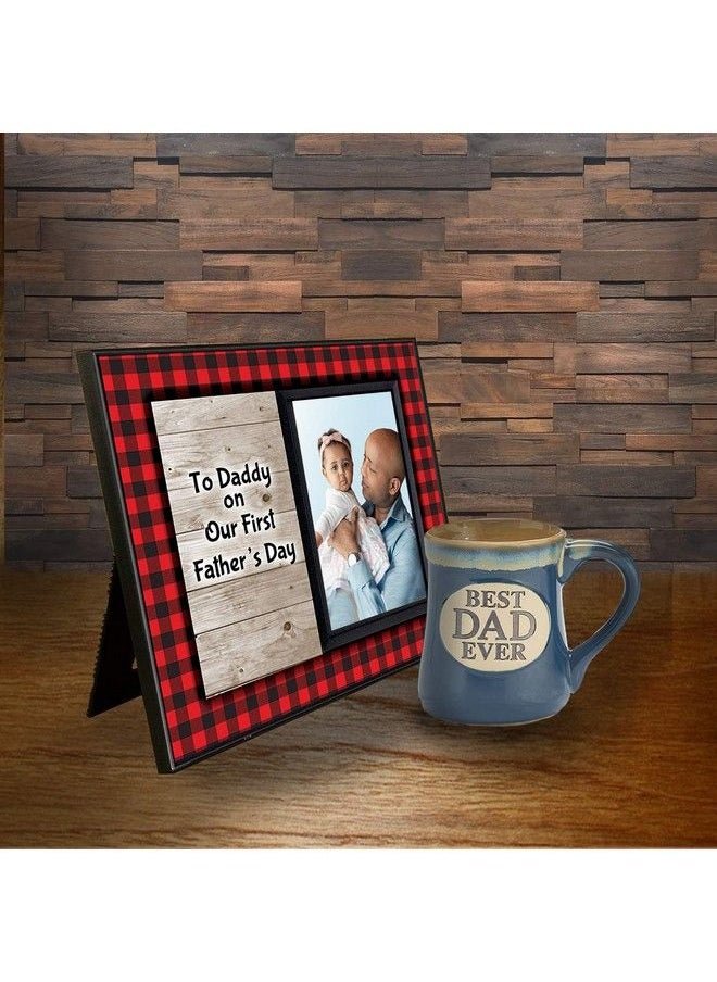Expressly Yours! Photo Expressions Fathers Day Picture Frame ;To Daddy On Our First Father Day ; Picture Frame For Fathers Day Gift ; Sized 8.25 X 5 For Desktop ; Holds 3.5 X 5 Photo ; 1St Fathers Day From Baby ; Buffalo Plaid Theme  - Image 4