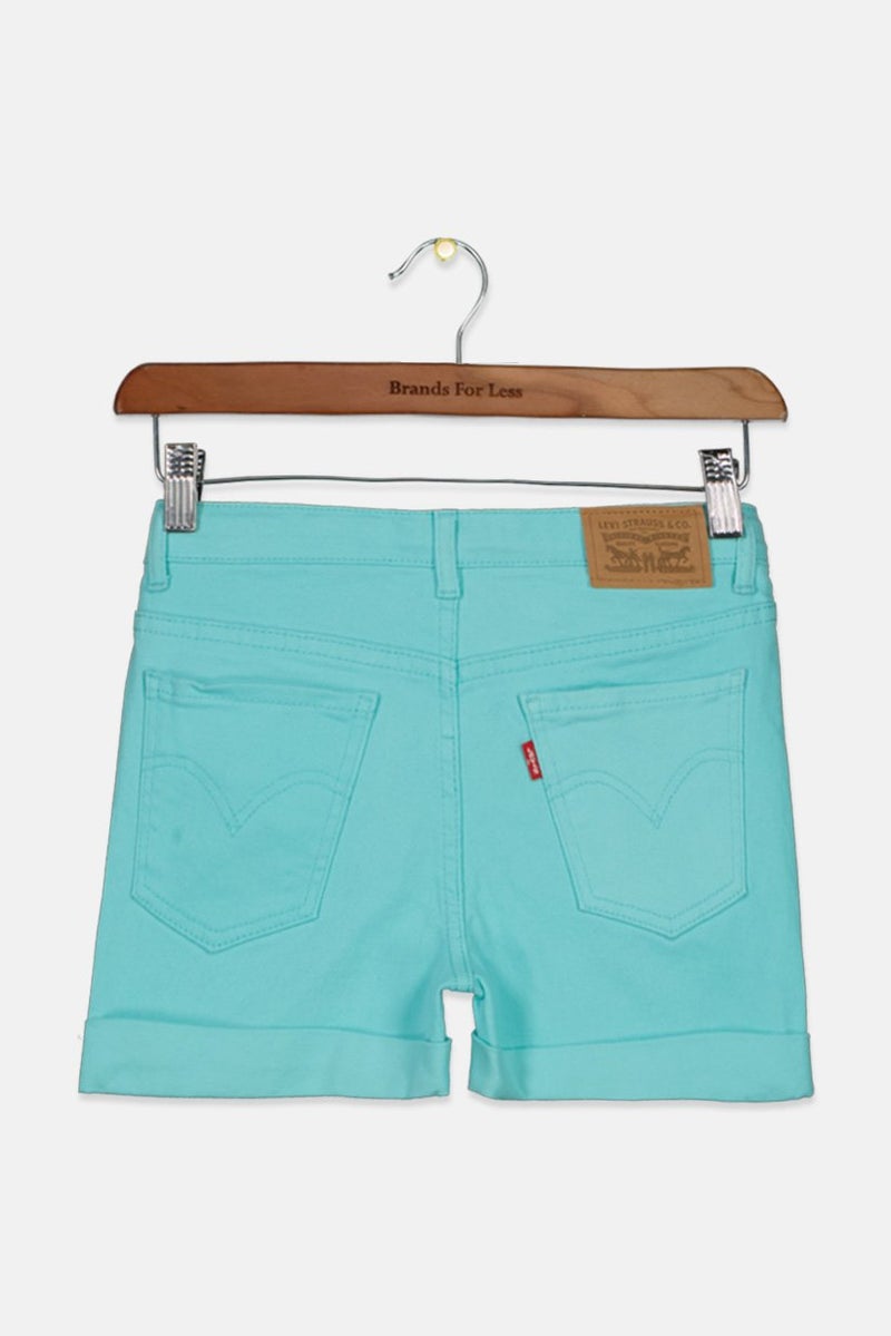 Levi's Kids Girl Solid Denim Shorts, Turquoise - Image 2
