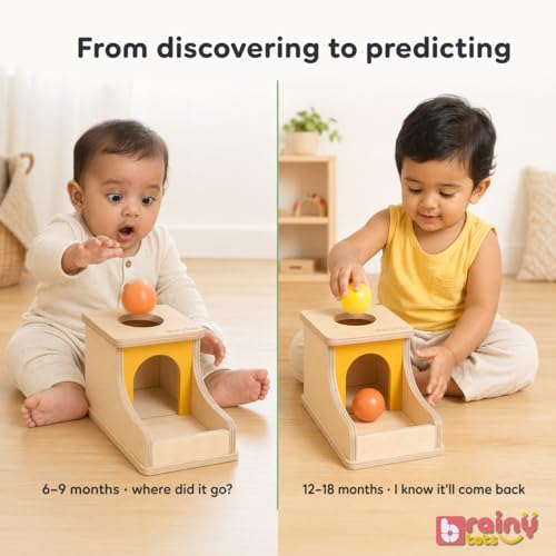 Brainytots Object Permanence Box for Babies | Wooden Ball Drop Toy for Toddlers 9 Months to 2 Years | Montessori Learning Toy for Early Education, Focus, Memory & Hand Eye Coordination - Image 5