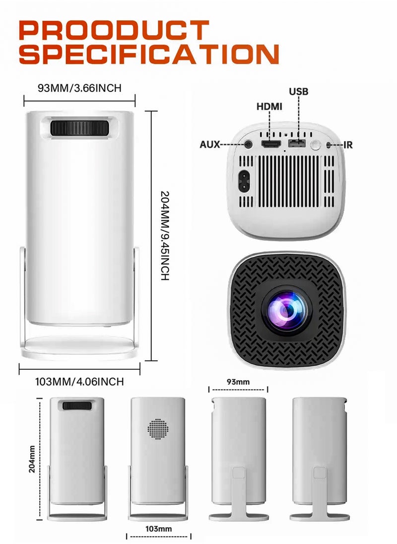 Toshionics - P30 MAX 4K Projector – 210 ANSI Lumens, Ultra HD, 10,000 Built-in Games, Android 11 OS, 130” Screen Display, 180° Rotating Stand, Speakers, Portable Mini Cinema, Home Theater, Movie Projector, Gaming Console, Wireless Screen Mirroring, HDMI, USB, Bluetooth 5.0, Wi-Fi 6, Smart Projector for Movies, Gaming, Business, Outdoor Entertainment - Image 1