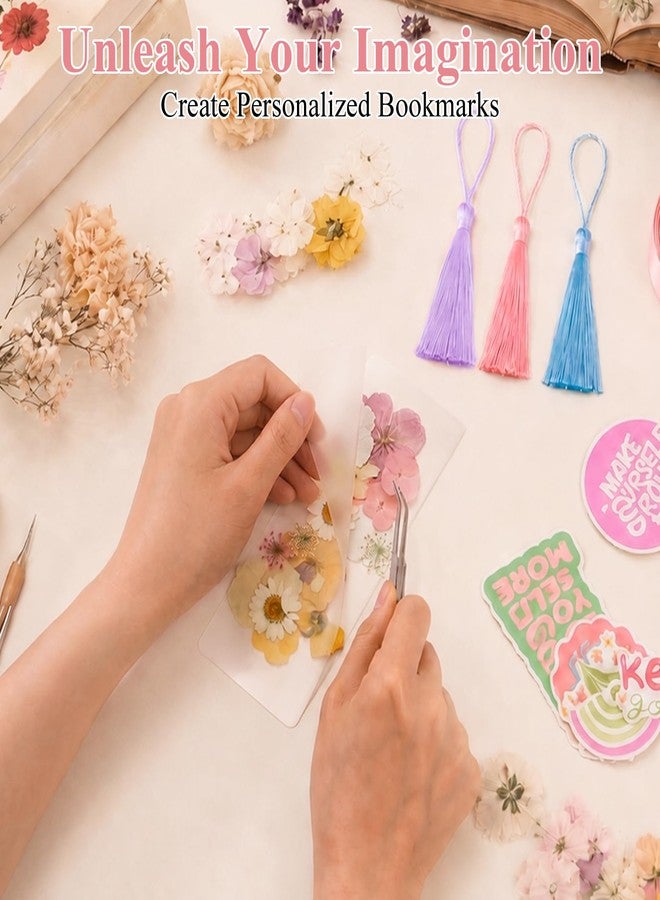 WAFRA Pressed Flower Bookmark Kit,233Pcs Dried Flower Book Mark Making Kits,Includes 80 Dried Flowers,50 Laminating Pouches,50 Tassle and Puncher,Handmade Craft Gift DIY Bookmarks for Women Girl Book Lovers - Image 5