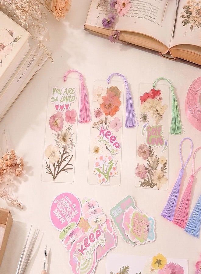 WAFRA Pressed Flower Bookmark Kit,233Pcs Dried Flower Book Mark Making Kits,Includes 80 Dried Flowers,50 Laminating Pouches,50 Tassle and Puncher,Handmade Craft Gift DIY Bookmarks for Women Girl Book Lovers - Image 4
