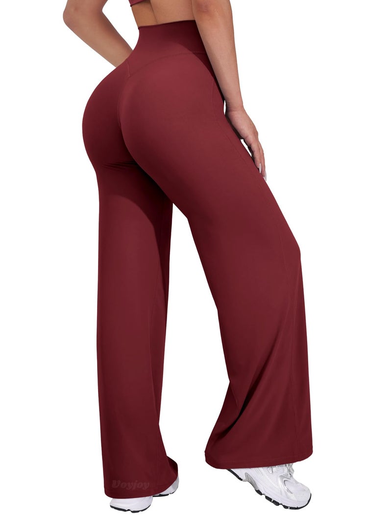 VOYJOY Straight Leggings Bottoms Wide Leg Pants for Women 29"/ 31.5"/33"/35" High Waist Stretch Casual Sweatpants - Image 1