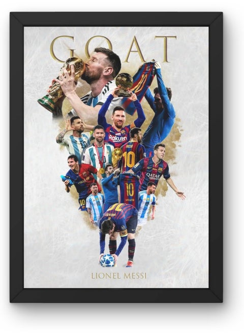 Messi the goat BLACk FRAME 50 X 70