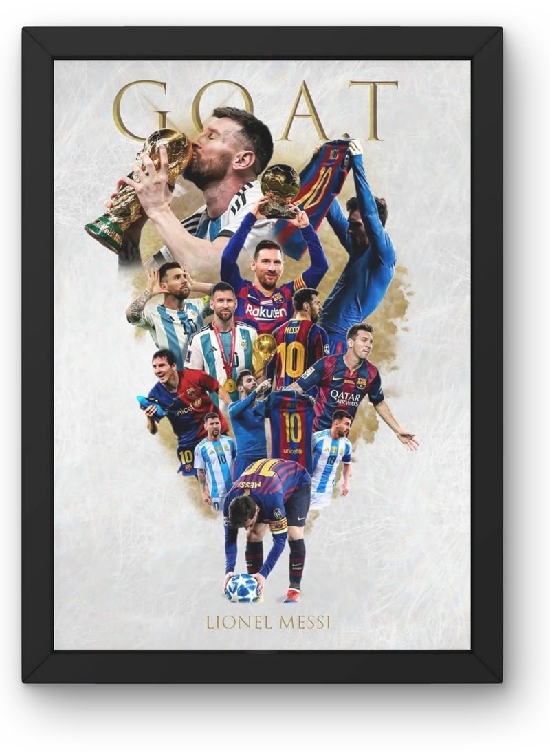 null - Messi the goat BLACk FRAME 50 X 70 - Image 1