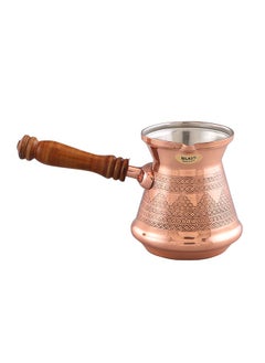 Majestic Majestic Copper Turkish Coffee Pot – Capacity: 430 ml (Small Size) – Handcrafted with Wooden Handle, Perfect for Turkish Coffee, Arabic Coffee, Tea, Milk, and Hot Beverages  - Image 3