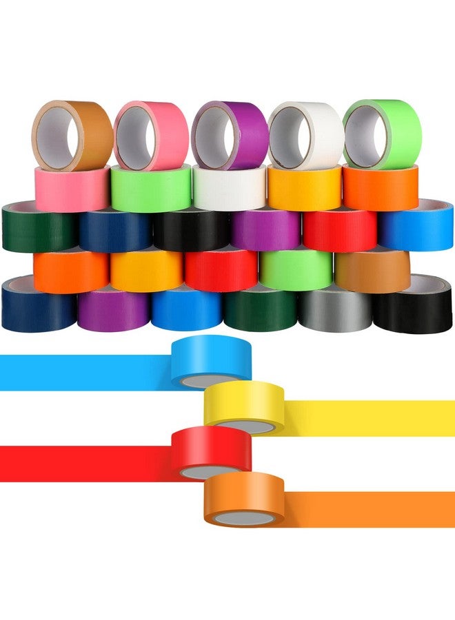 Fainne 24 Rolls Colored Duct Tape Bulk, 10 Yards/Roll Duct Tape Heavy Duty Waterproof Craft Tape, Multi Purposes, No Residue, Tear By Hand For Indoor Outdoor Use (Colorful) - Image 1