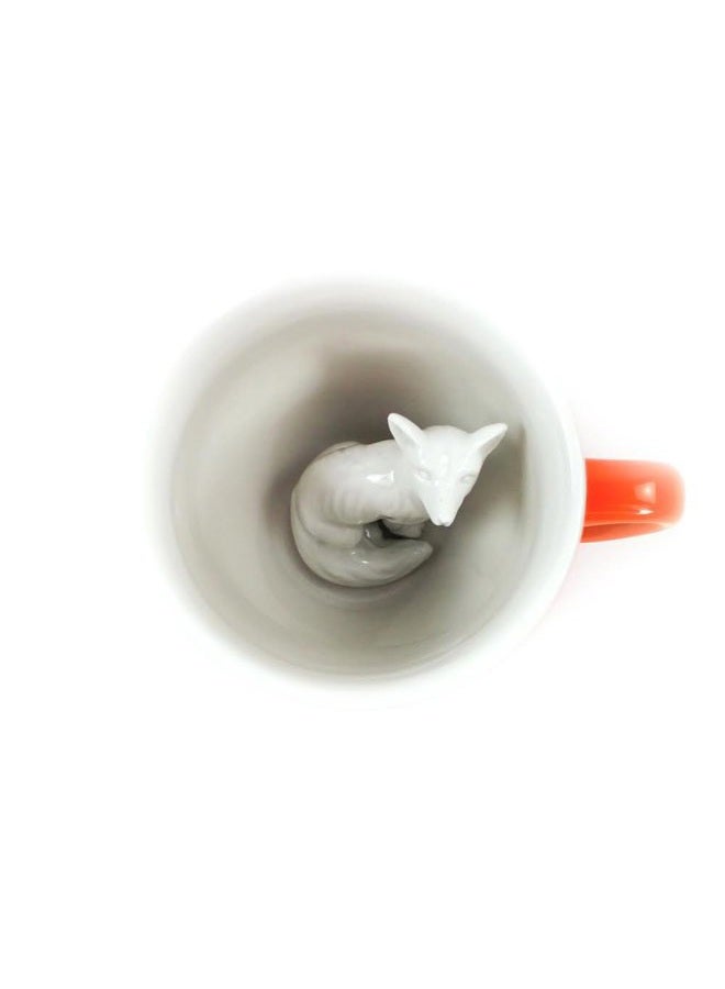 Creature Cups FOX Ceramic Cup (11 Ounce, Red Orange) - Hidden 3D Woodland Animal Inside Mug Emerges As You Drink - Holiday, Birthday, Housewarming Drinkware Gift for Coffee & Tea Lovers - Image 2