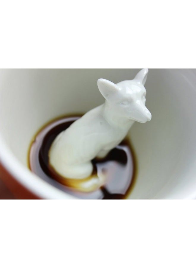 Creature Cups FOX Ceramic Cup (11 Ounce, Red Orange) - Hidden 3D Woodland Animal Inside Mug Emerges As You Drink - Holiday, Birthday, Housewarming Drinkware Gift for Coffee & Tea Lovers - Image 3