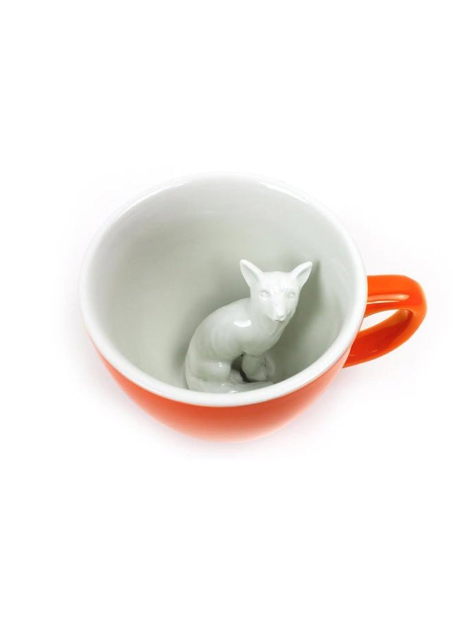 Creature Cups FOX Ceramic Cup (11 Ounce, Red Orange) - Hidden 3D Woodland Animal Inside Mug Emerges As You Drink - Holiday, Birthday, Housewarming Drinkware Gift for Coffee & Tea Lovers - Image 1