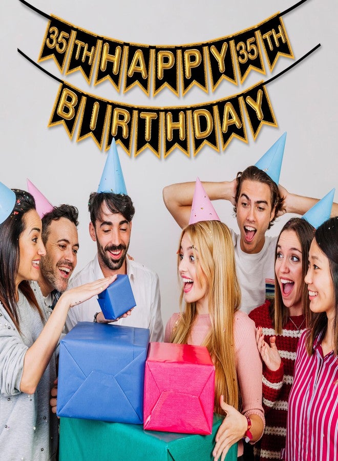 Wobbox 35th Happy Birthday Banner, 35th Happy Birthday Decoration Items (Brown) (FP4553) - Image 5