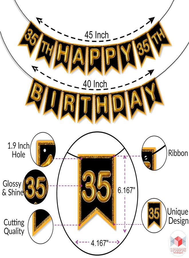 Wobbox 35th Happy Birthday Banner, 35th Happy Birthday Decoration Items (Brown) (FP4553) - Image 3