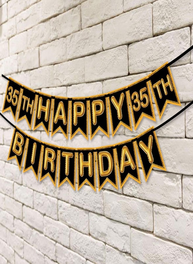 Wobbox 35th Happy Birthday Banner, 35th Happy Birthday Decoration Items (Brown) (FP4553) - Image 4