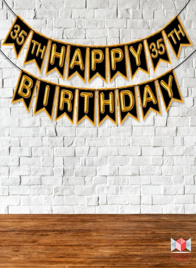 Wobbox 35th Happy Birthday Banner, 35th Happy Birthday Decoration Items (Brown) (FP4553) - Image 1