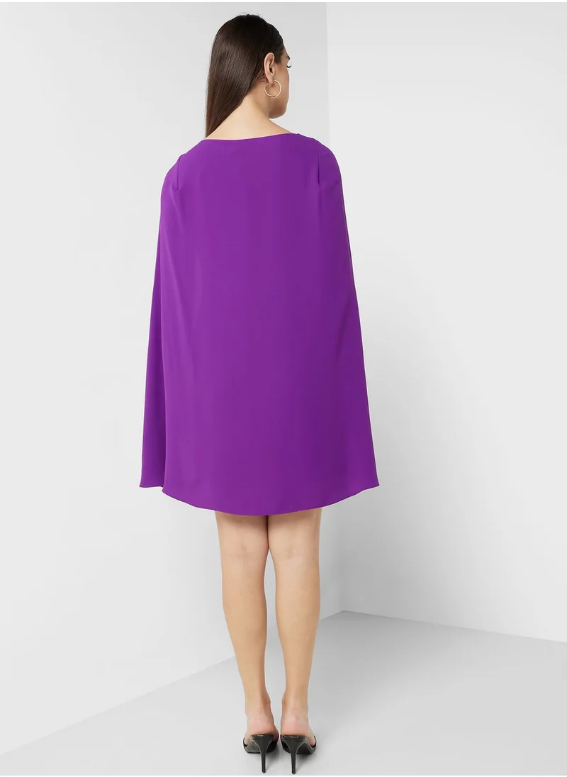 Lauren Ralph Lauren Split Sleeve Boat Neck Dress