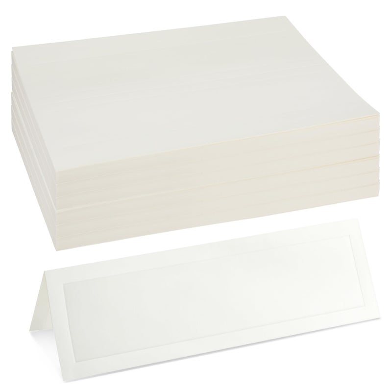 Sustainable Greetings Blank Foldover Place Cards - Printable Cardstock for Inkjet & Laser - Wedding Seating Chart & Buffet Label - Table Name Card & Name Tag - 3.5 x 11 in, White, Pack of 60 - Image 1