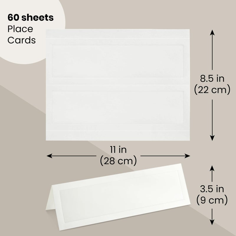 Sustainable Greetings Blank Foldover Place Cards - Printable Cardstock for Inkjet & Laser - Wedding Seating Chart & Buffet Label - Table Name Card & Name Tag - 3.5 x 11 in, White, Pack of 60 - Image 2