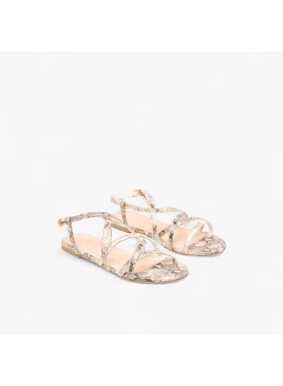Flora Bella By Shoexpress Women Solid Criss Cross Sandals with Buckle Closure