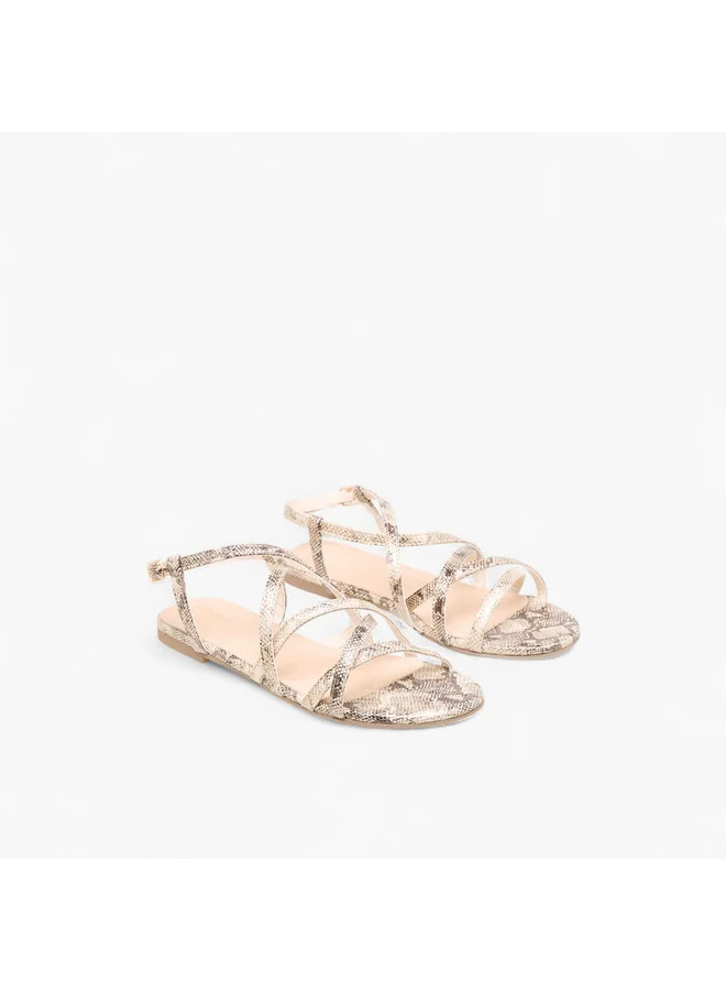 فلورا بيلا من شو إكسبرس Women Solid Criss Cross Sandals with Buckle Closure