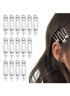 15 Pcs Hair Pins Hair Clips Alloy Safety Pin Shape Hairpin Barrettes Goth Hair Pins Set Hairdressing Tool Hair Accessories Silver