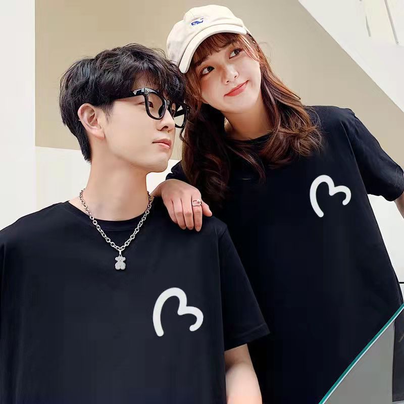 Couple'S Love Short-Sleeved T-Shirt Korean Style Loose Simple Elegant Short-Sleeved T-Shirt Summer Half-Sleeved Trendy - Image 4