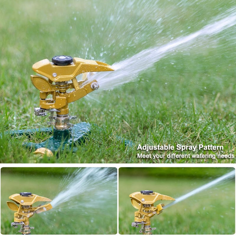 FANHAO Heavy Duty Pulsating Impact Lawn Sprinkler with Metal Base, 100% Metal 360Â°Adjustable Circular Zinc Impulse Sprinkler for Large Area Lawn & Yard Irrigation, Covers Up to 5800 sq. Ft - Image 5