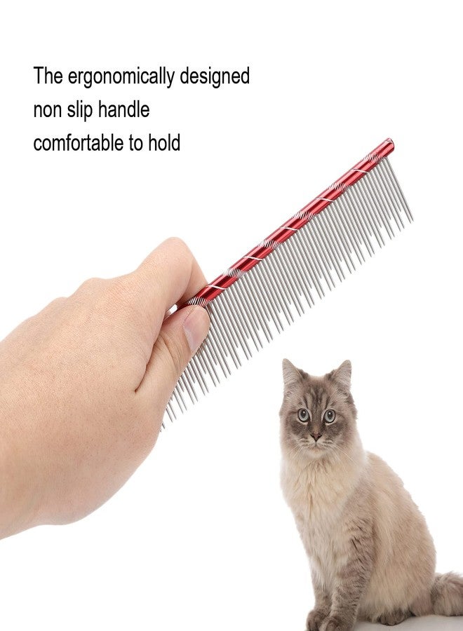 Zerodis Pet Hair Removal Comb, Reusable Stainless Steel, Comfortable Grooming Comb for Cats & Dogs, Red - Image 4