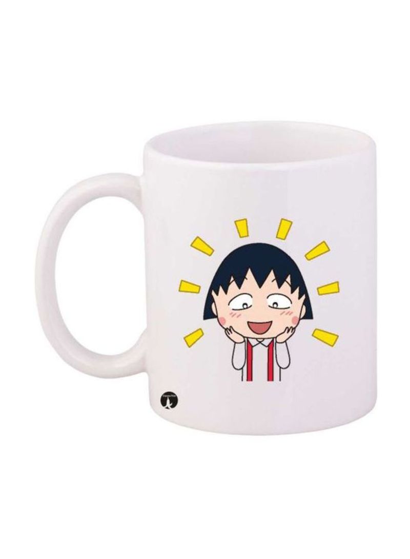 Anime Chibi Maruko Chan Printed Mug White/Beige/Yellow Standard Size